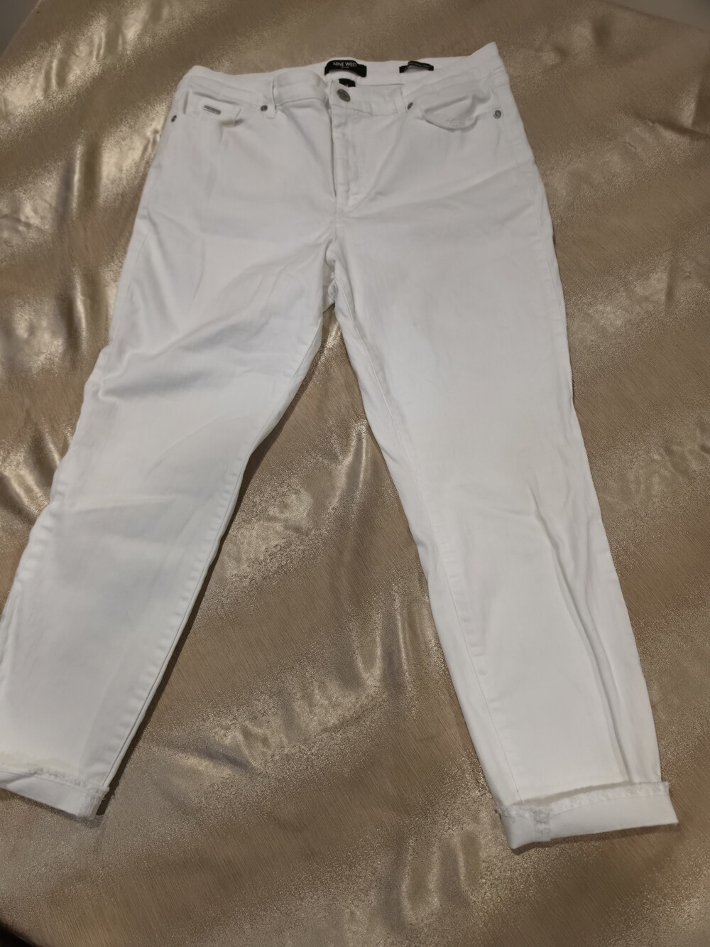 Nine West Gramercy Skinny Ankle Jeans White Jeans Waist 14 Like New